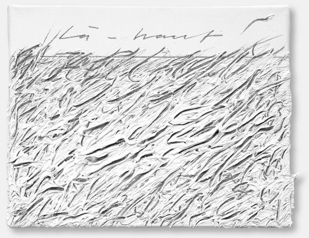 « Là-haut…, 1 » triptyque, huile, graphite sur toile, 24 x 30 cm, 2010