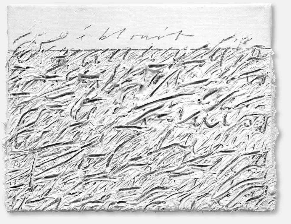 « Là-haut…, 3 » triptyque, huile, graphite sur toile, 24 x 30 cm, 2010
