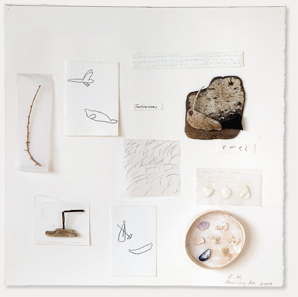 „Memory Box, Au large de Tadoussac, 3“  Mixed Media auf Papier, 58 x 60 x 6 cm, 2009