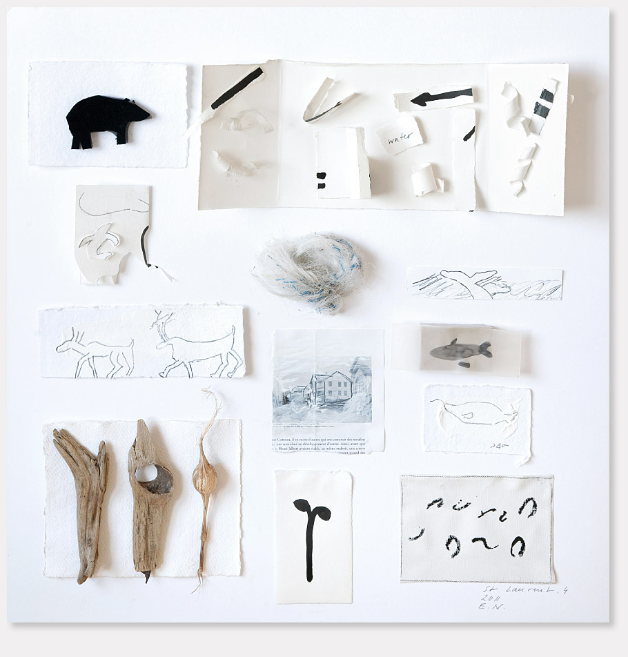 “Memory Box, St. Laurent, 4” mixed media on paper, 58 x 60 x 6 cm, 2011