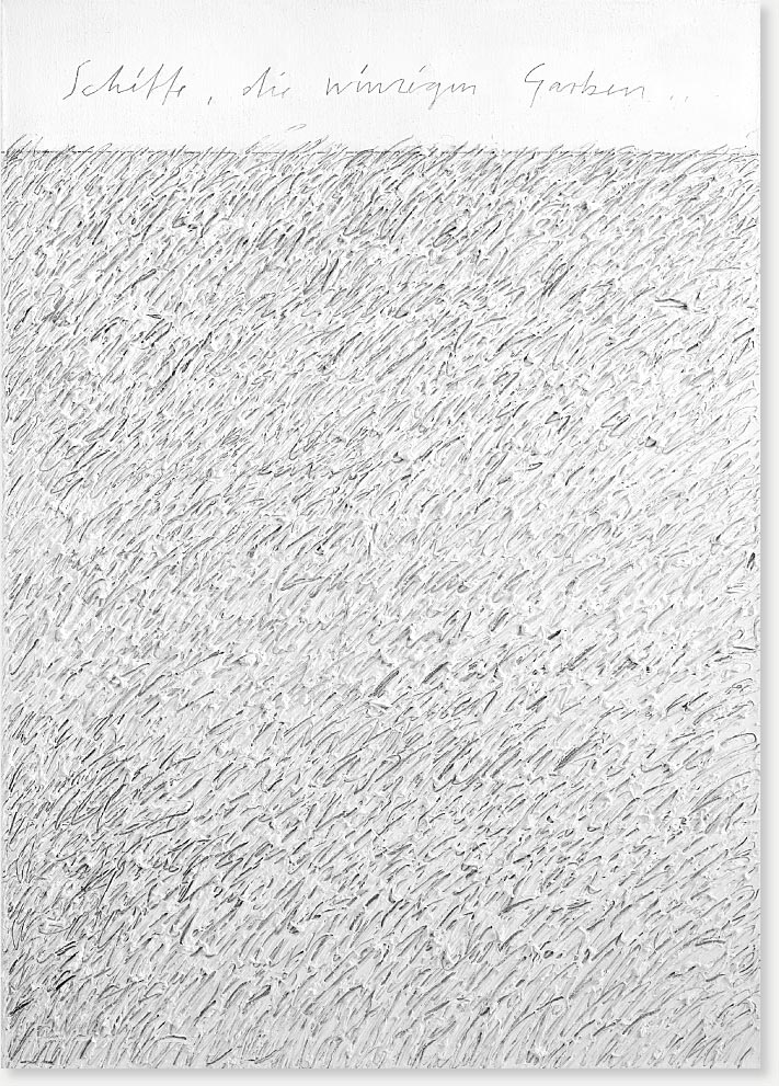 “Schiffe, die winzigen Garben” series of six works, oil, graphite on canvas, 140 x 100 cm, 2010